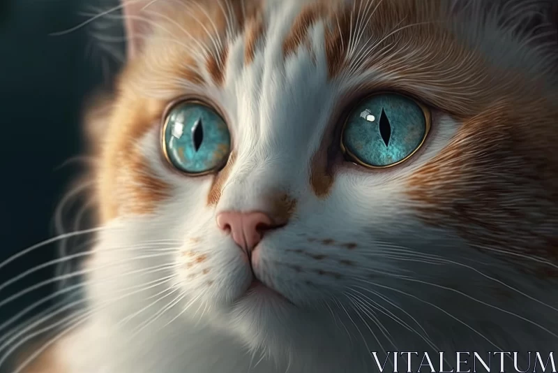 Mesmerizing Blue-Eyed Orange Cat: Charming Character Illustrations AI Image
