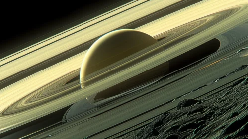 Saturn's Glowing Sphere: Moon Surface View