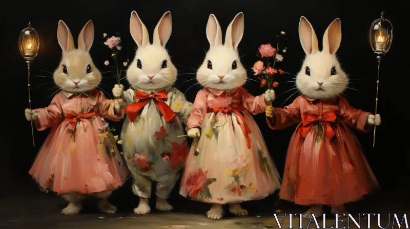 AI ART Charming Rabbit Portrait Painting
