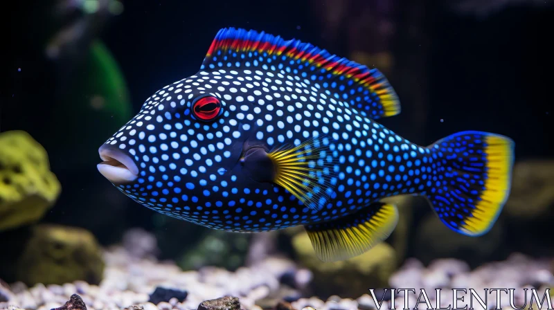 AI ART Colorful Fish Swimming in Dark Blue Water