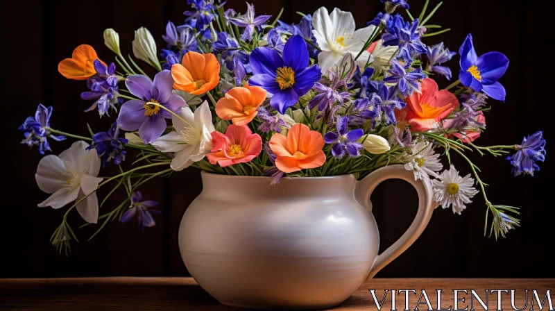Elegant Flower Arrangement in White Vase AI Image