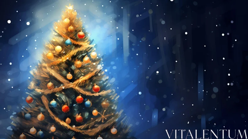 AI ART Majestic Christmas Tree Digital Painting