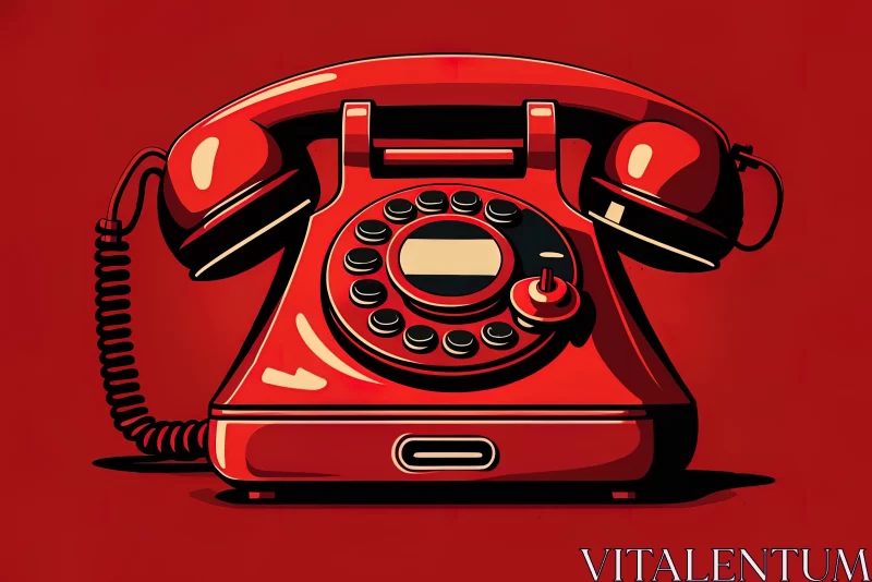 Vintage Telephone Wall Art - Bold Graphic Illustration AI Image