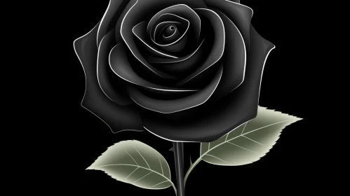 Black Rose Bloom on Dark Background
