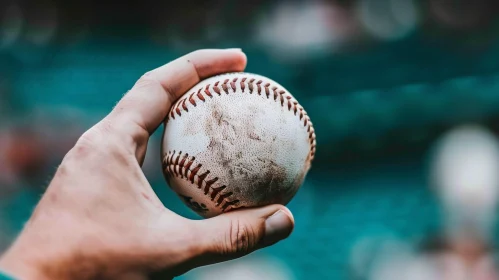 Close-Up Hand Holding Baseball
