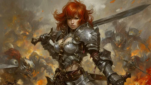 Female Warrior Digital Painting - Heroic Fantasy Art