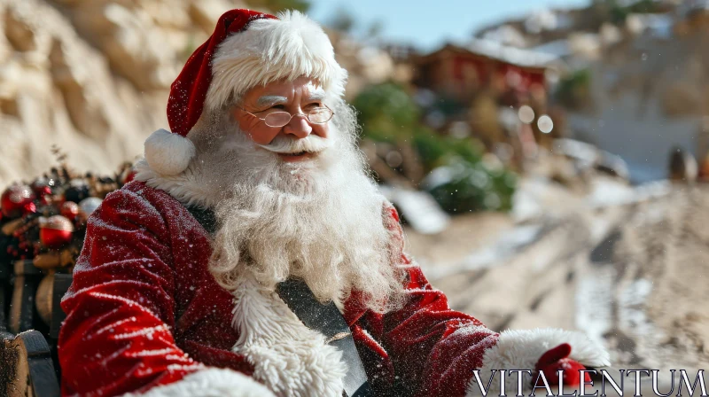 AI ART Santa Claus in Sleigh - Winter Holiday Scene