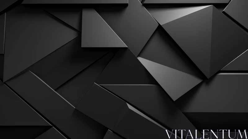 3D Geometric Shapes on Black Abstract Background AI Image