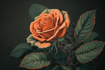 Captivating Orange Rose Painting on Dark Background | Detailed Character Design