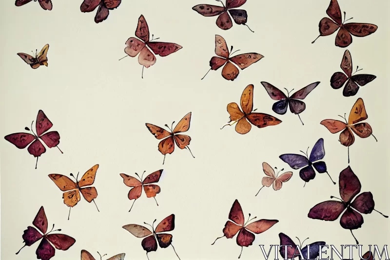 Captivating Watercolor Painting of Butterflies in Flight AI Image