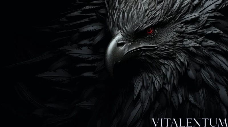 Detailed Black Eagle Head Artwork AI Image