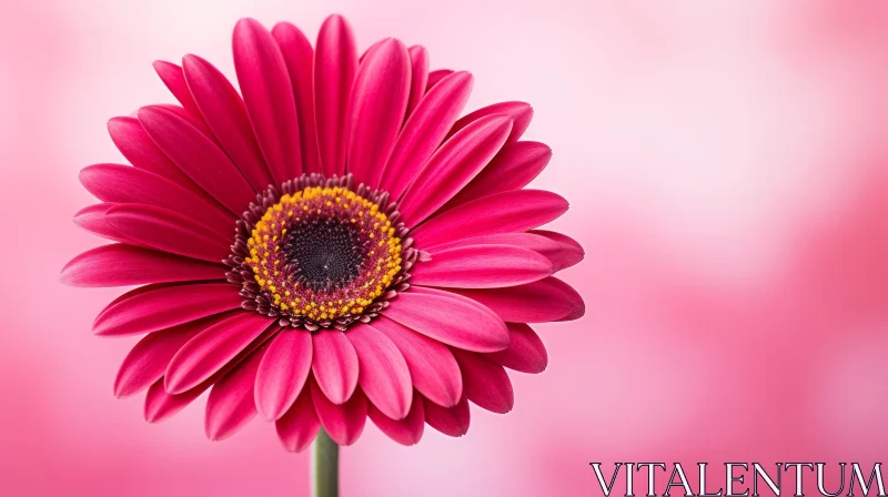 Pink Gerbera Daisy Close-Up AI Image