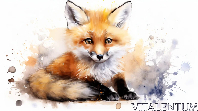 Red Fox Watercolor Painting - Realistic Animal Artwork AI Image