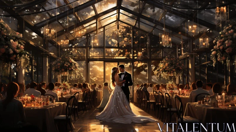 Romantic Wedding Reception Painting AI Image