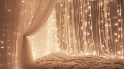 Serene White Bedroom with Fairy Lights