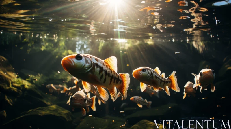 Beautiful Fish Swimming in River Illustration AI Image