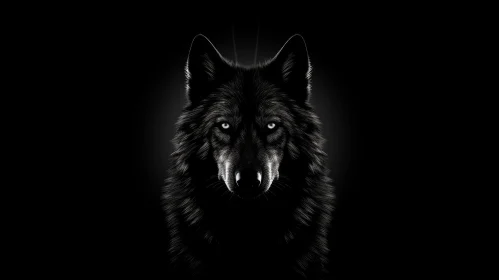 Black Wolf Digital Painting - Night Sky Background