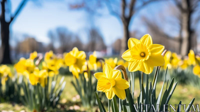 Bright Yellow Daffodil Flower Close-Up AI Image
