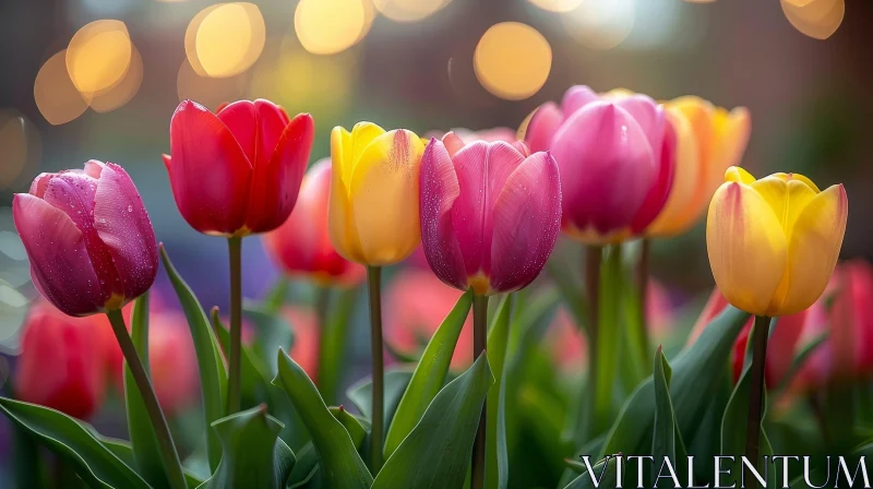 AI ART Field of Tulips: Vibrant Colors in Close-up