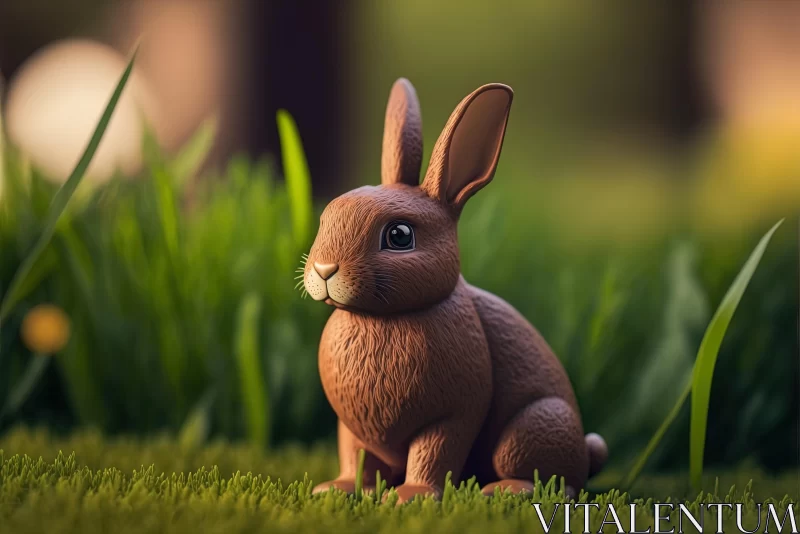 Intricately Detailed Bunny Figurine on Green Grass | Hyper-Realistic Art AI Image