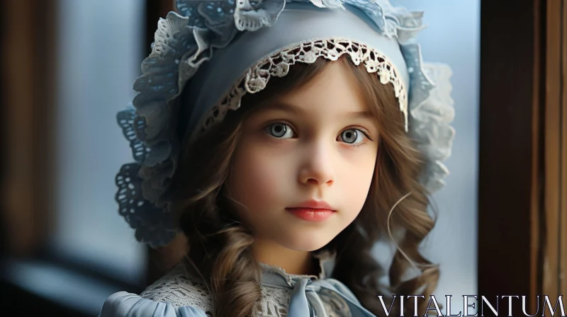 Serene Young Girl Portrait AI Image