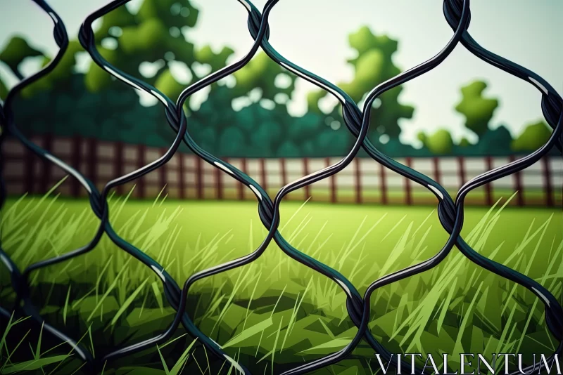 Vibrant Cartoonish Mesh Fence in Realistic Perspective AI Image
