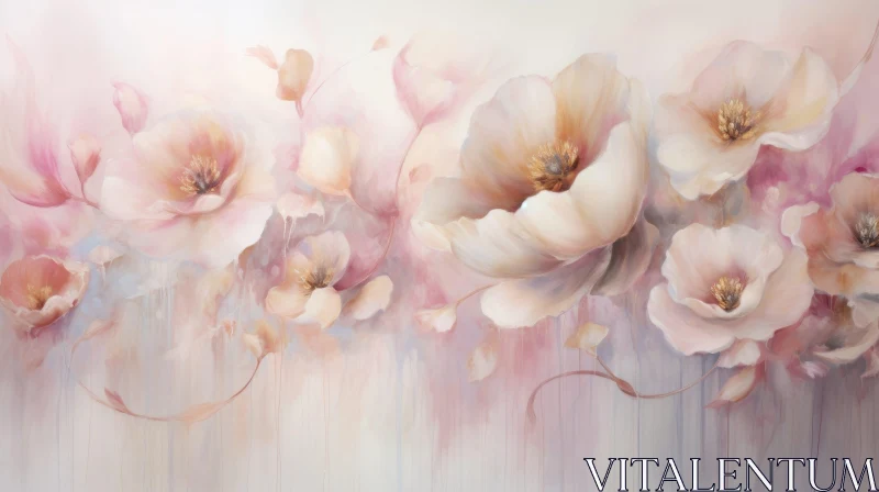 Exquisite Floral Painting in Soft Pastel Colors AI Image