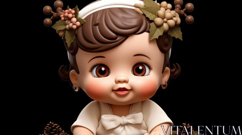 Realistic 3D Baby Doll with Flowers - Marketing Image AI Image