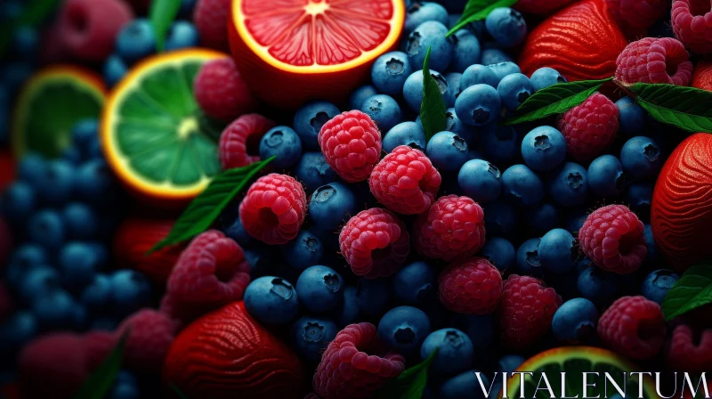 Tempting Berries and Citrus Fruits Arrangement AI Image