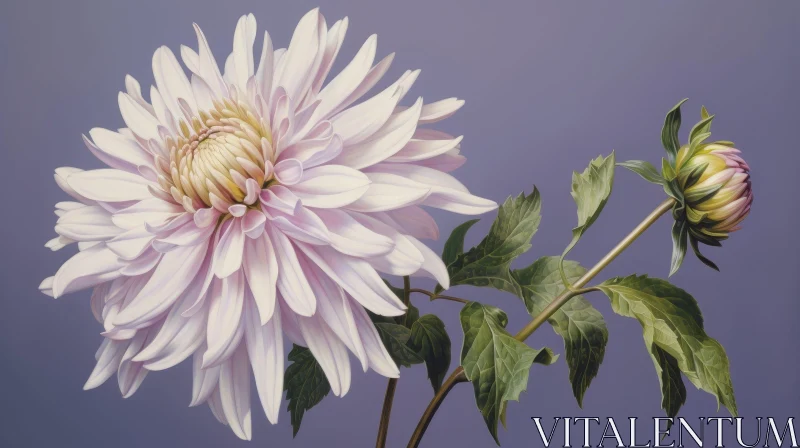 AI ART White Dahlia Flower Painting - Realistic Artwork