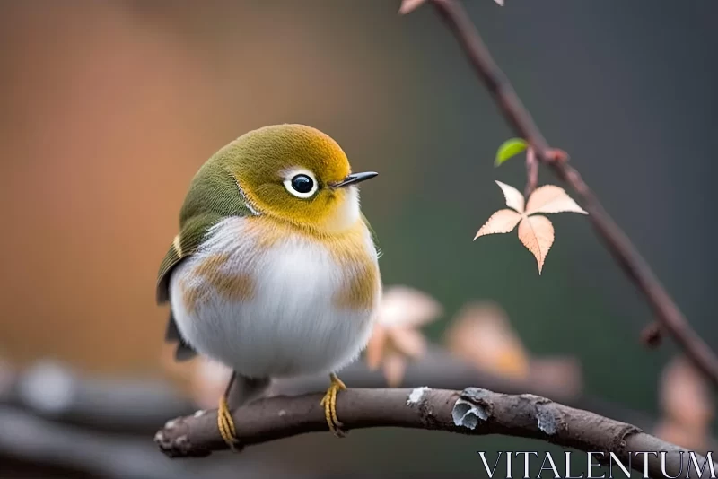 Beautiful Bird Sitting on Tree Branch - Colorful and Eye-Catching Composition AI Image