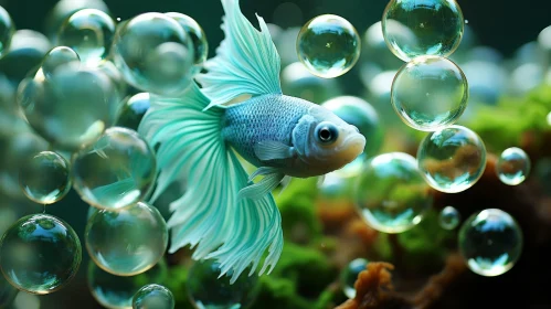 Betta Fish Swimming in Water Tank - Beautiful Aquatic Image