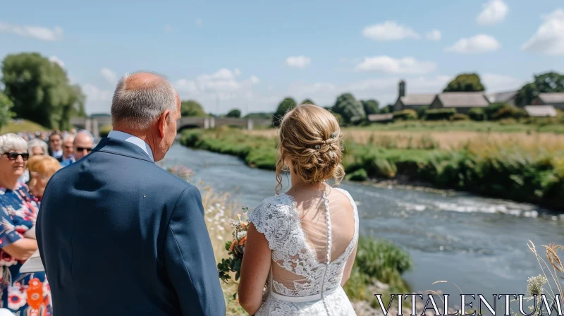 Elegant Wedding Moment on Bridge AI Image