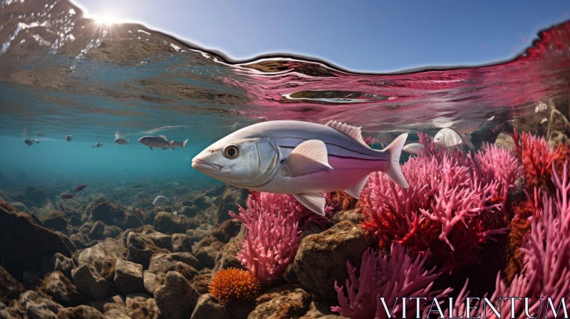 Underwater Beauty: Majestic Fish in Colorful Coral Reef AI Image