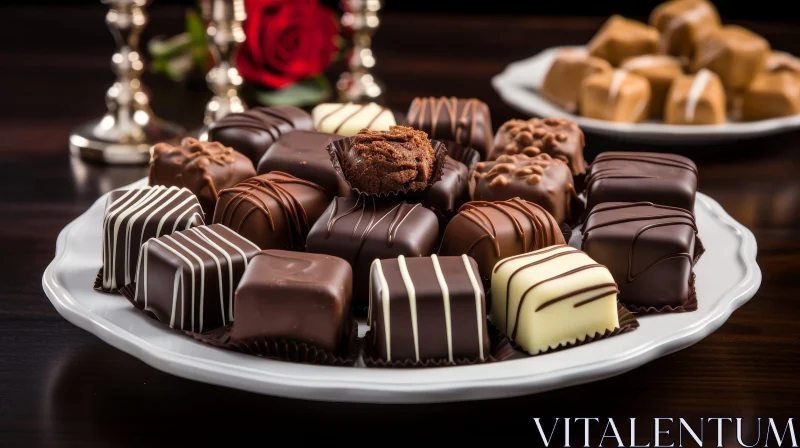 Delicious Chocolates on Plate AI Image
