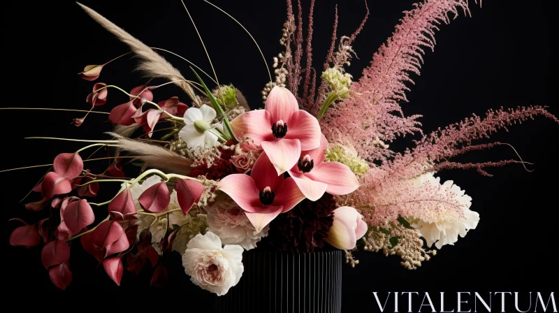 Elegant Floral Arrangement in Pink and White AI Image