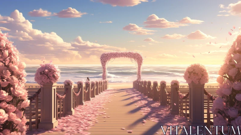 Enchanting Beach Wedding Scene AI Image