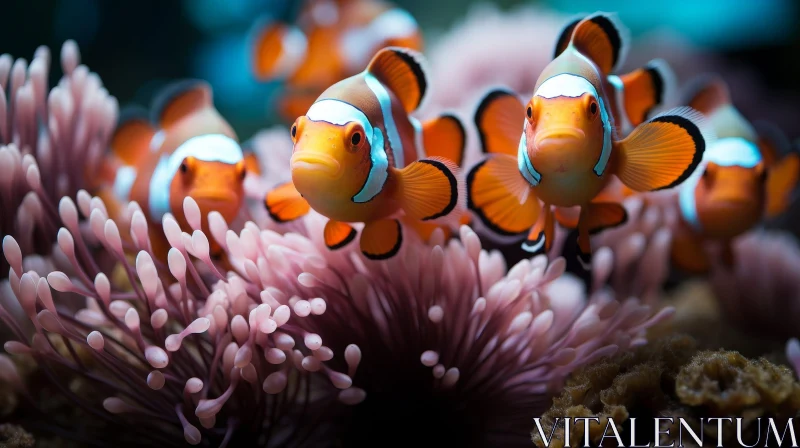 Graceful Clownfish Among Anemone in Underwater Scene AI Image
