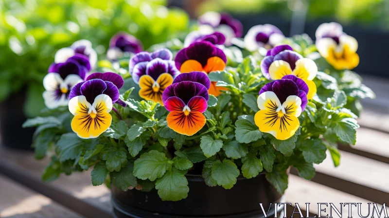 Close-up Pansy Flowers in Various Colors AI Image