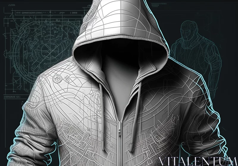 Intricate Blueprint Hoodie - Realistic and Hyper-Detailed Design AI Image