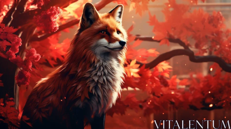 AI ART Red Fox in Forest Painting