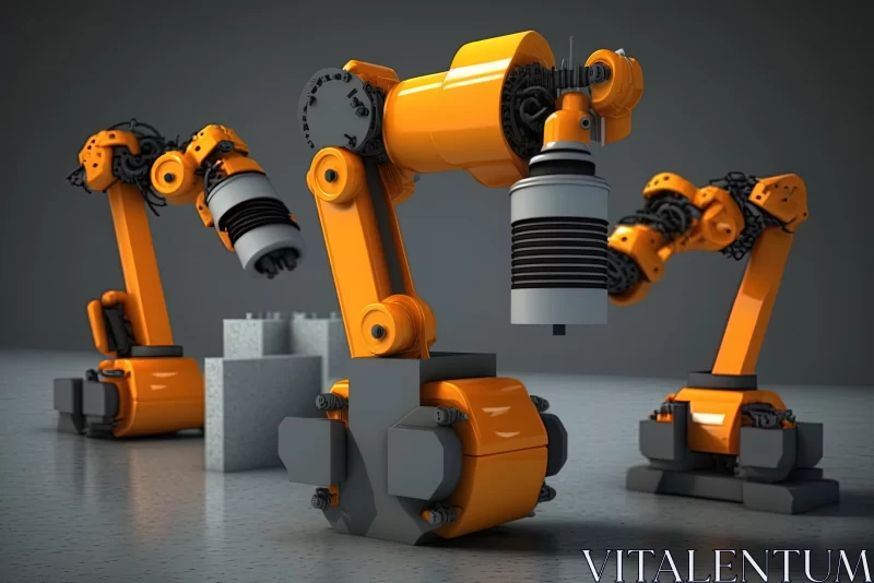 Robotic Arms in Light Yellow and Dark Orange - Futuristic Artwork AI Image