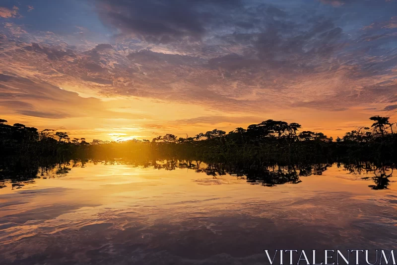 Captivating Sunset over the Amazon River - A Natural Wonder AI Image