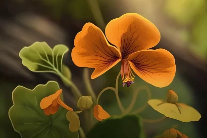 Enchanting Orange Flower in Digital Painting | Charming Illustrations
