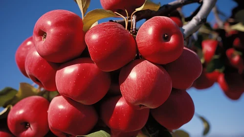 Ripe Red Apples on Tree Branch - Bright Sunlight Scene