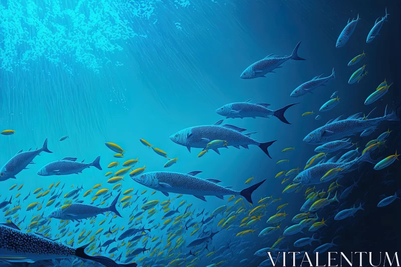 Swimming Fish in the Ocean - Captivating Hyper-Detailed Rendering AI Image