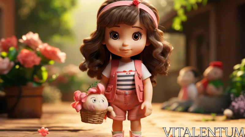 Adorable Little Girl in Flower Garden AI Image