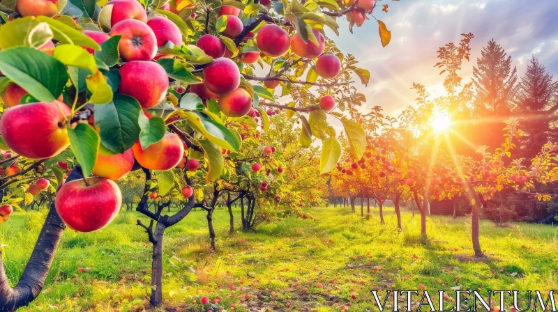 Autumn Apple Orchard Scene AI Image