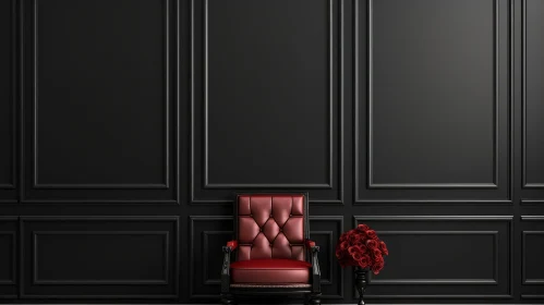 Luxurious 3D Rendering of Red Leather Armchair in Black Room