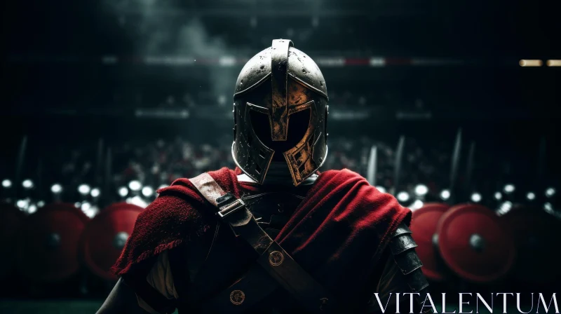 Roman Soldier in Dark Arena AI Image